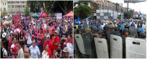 El Frente Nacional de Resistencia Popular salió a las calles a conmemorar sexto aniversario del  se Golpe de estado del 2009 mientras los nacionalistas a apoyar a Juan Hernández.