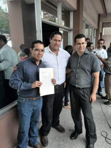 foto del 19 de junio cuando se presentaron las denuncias. Ariel Varela, Paul Zepeda y Miguel Briceño.