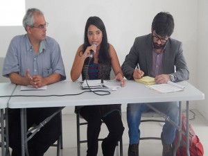 Oscar Castro, Ivania Galeano y Edy Tabora durante la conferencia de prensa 