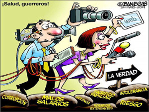 Caricatura alusiva a los periodistas en su día publicada por Darío Banegas