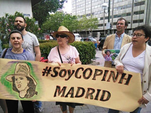 Los catrachos tambien se manifestaron en la capital española donde exigieron justicia para Berta Cáceres
