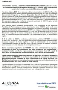 Inversiones Alianza y CEMCAL